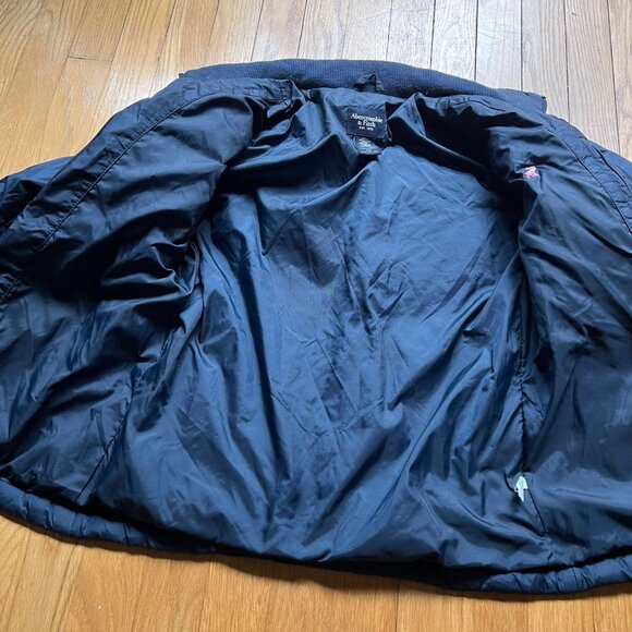 Abercrombie & Fitch Size XS Navy Blue Quilted Down Fill Full Zip Puffer Jacket - Picture 3 of 11